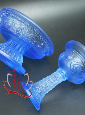 包邮藏式佛前供酒杯蓝色水琉璃