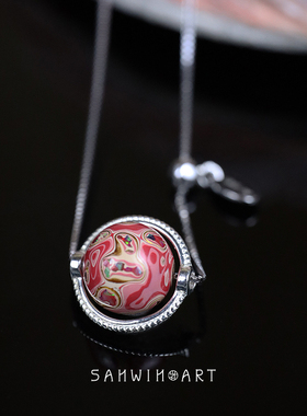 星球宇宙行星粉色非遗大漆项链