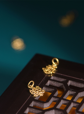 手工錾刻古法黄金吉言金字小吊坠