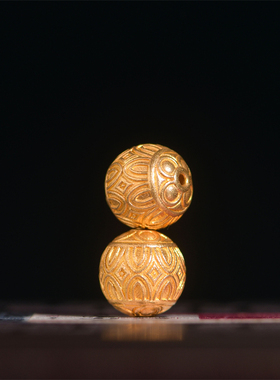 手工錾刻古法黄金老金绣球隔珠