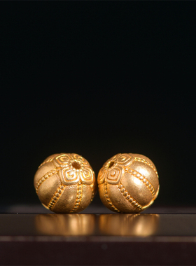 手工錾刻古法黄金老金南瓜隔珠