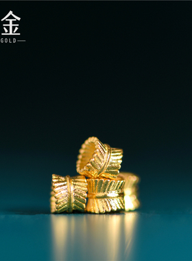 恋金 足金手工錾刻古法黄金 桶珠隔珠手链吊坠吊坠手绳diy配件