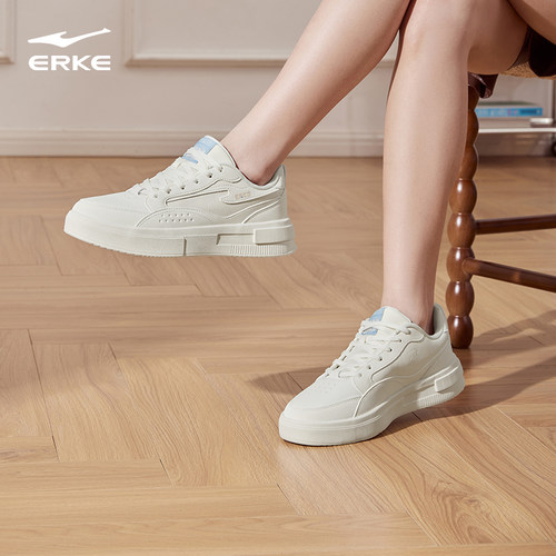 鸿星尔克板鞋女鞋小白鞋惊鸿春秋新款厚底增高白色休闲运动鞋子女 - 图1