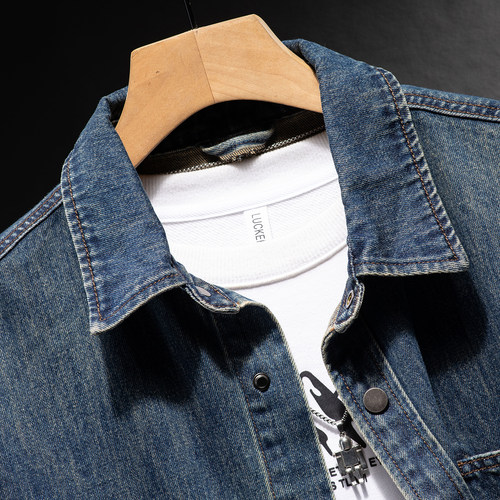2025新款痞帅外套牛仔衬衫男宽松休闲长袖衬衣潮流牛仔蓝男装寸衣 - 图2
