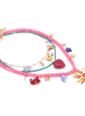 欧美夏日甜美多层多巴胺项链