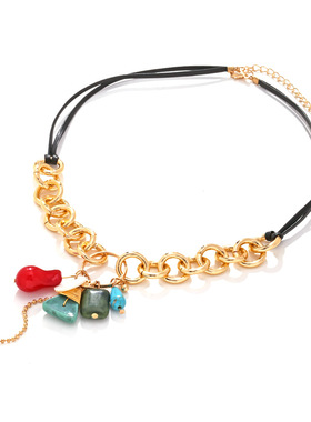 欧美复古做旧天然石项链