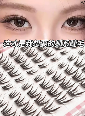 深棕狐小狸新品分段式新手卷翘狐系免胶假睫毛纯欲上镜斜飞狐姬女