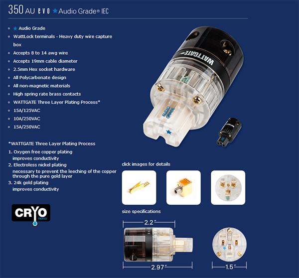 美国 WATTGATE 瓦特 330RH/350RH EVO 镀铑电源插头插尾 力高行货 - 图3