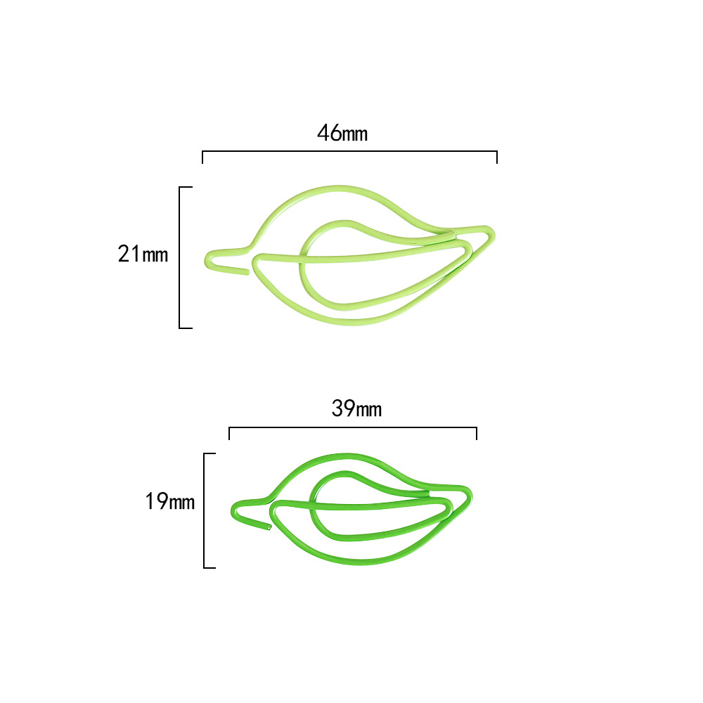 厂家创意树叶异形回形针绿色金属包塑彩色曲别针办公文具异型书签-图0