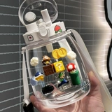 Вместительный и большой чайник со стаканом, подтяжки, портативная детская милая высококачественная трубочка, популярно в интернете