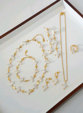 小众设计十字架珍珠项链