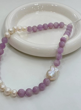 小众设计樱花粉渐变宝石项链