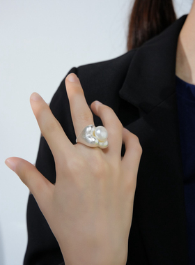 小众设计款天然珍珠戒指