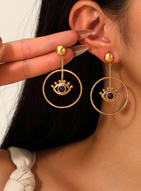 小众设计金蓝眼睛项链