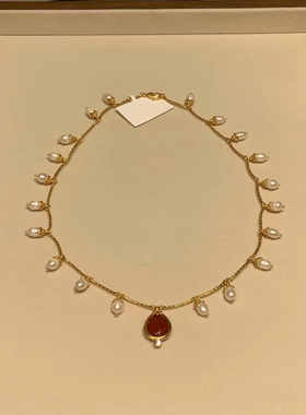 小众设计款红玛瑙珍珠项链