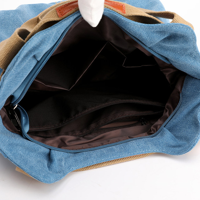 Kvky Korean version of casual contrast canvas bag