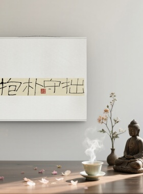 手写道家禅房卷轴挂画高端定制