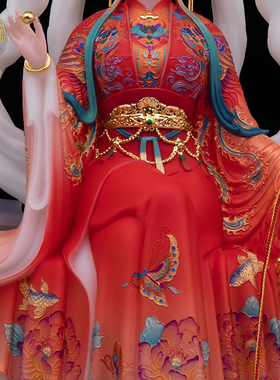 汉白玉九尾白狐神像桌面摆件