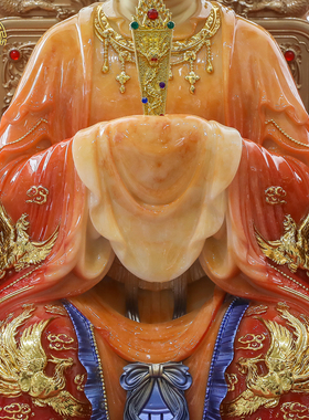 汉白玉叠染三霄娘娘神像供奉摆件