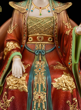 纯铜女娲后土娘娘神像供奉摆件