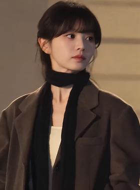 田曦薇同款chic小众y2k甜酷风细长条围巾女秋冬搭配窄版围脖ins