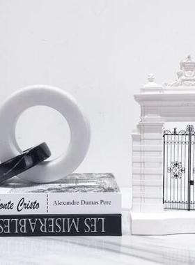 黑白大理石别墅书桌装饰摆件