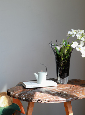 简约渐变大口高级感加厚琉璃花瓶设计款波浪口白菜软装饰家居摆件