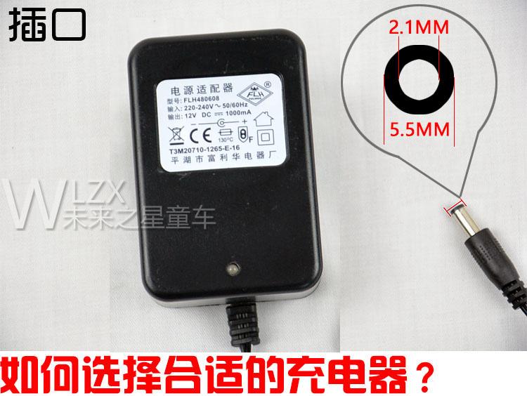 FLH富利华6V12V儿童电动童车充电器遥控摩托汽车电瓶电源适配器 - 图0