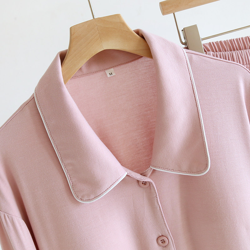 新款莫代尔带胸垫睡衣女春夏季薄款免文胸长袖套装休闲大码家居服,淘宝优惠券,粉丝福利购,淘宝优惠卷