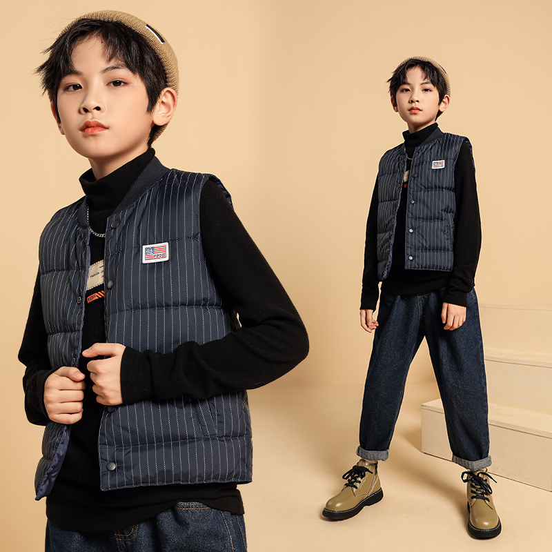 童装儿童羽绒马甲校服内胆轻薄男童大童2022秋冬男孩内穿羽绒背心_虎窝淘