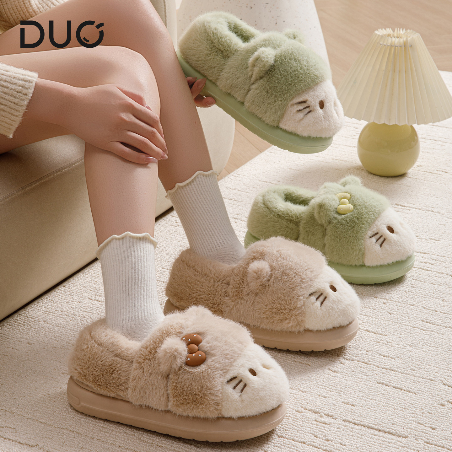 可爱卡通小猫毛绒棉拖鞋女士冬季新款家居宿舍保暖包跟可外穿棉鞋,淘宝优惠券,粉丝福利购,淘宝优惠卷