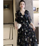 Осенняя шифоновая длинная юбка, платье, большой размер, в западном стиле, подходит для полных девушек