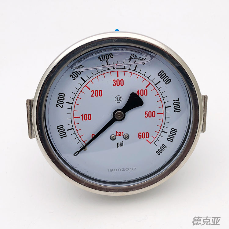 0-600bar代替进口EN837-1充液耐震压力表60MPa轴向100mm支架表1/2 - 图2
