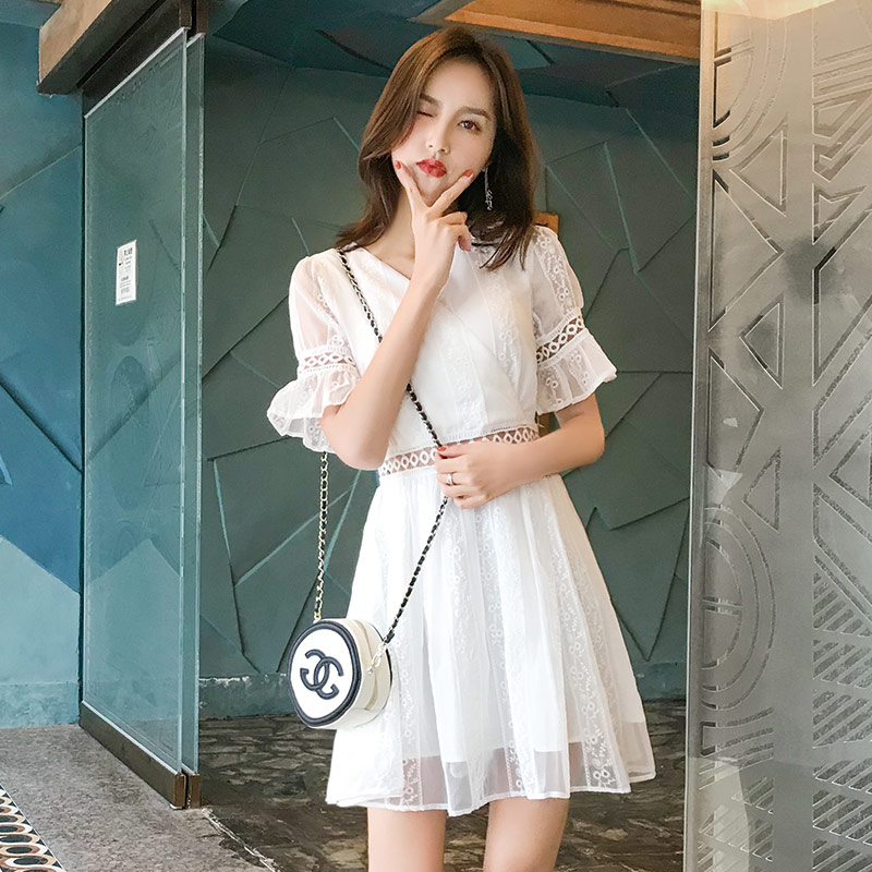 夏装2019款女很仙的法国小众雪纺连衣裙女夏季甜美小个子仙女裙子