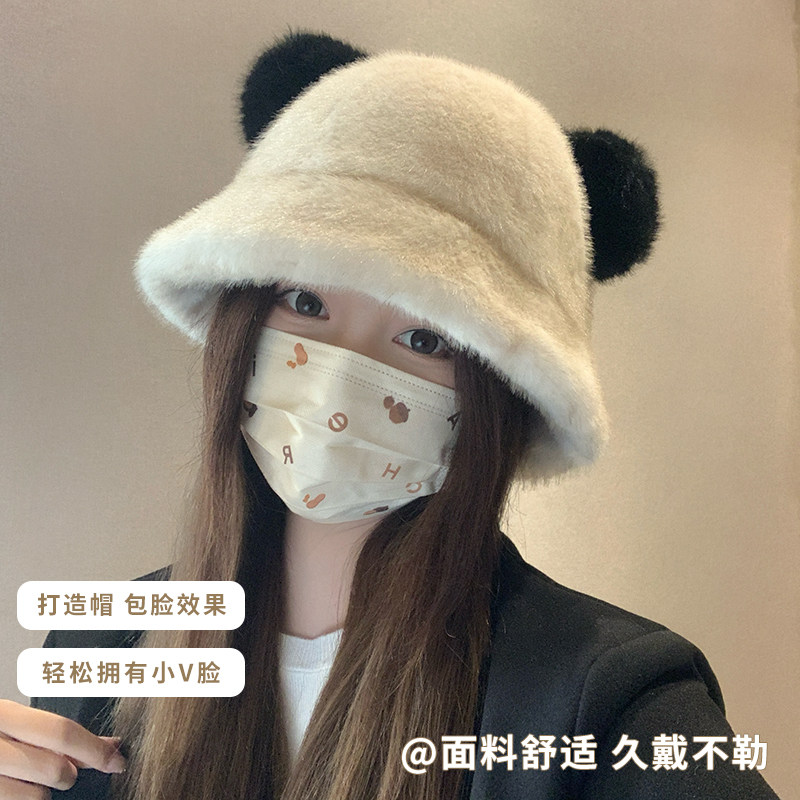 可爱小熊毛绒帽女2025新款冬季大头围保暖防寒加厚护耳渔夫帽子潮,淘宝优惠券,粉丝福利购,淘宝优惠卷