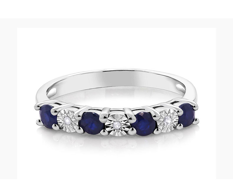 gsk蓝宝石女夏925银群镶彩色对戒 gemstoneking海外戒指/指环