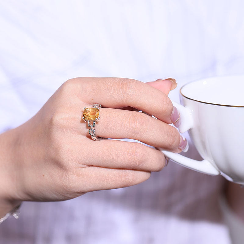 gsk女时尚个性2.7克拉黄水晶女戒 gemstoneking海外戒指/指环