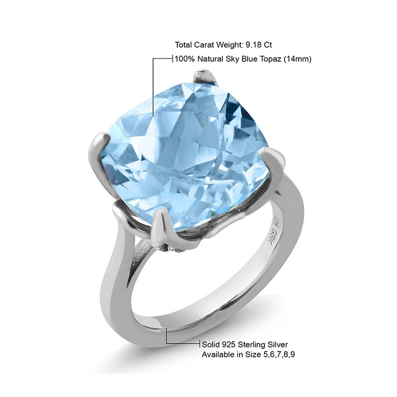 gsk女9.18克拉天然蓝色时尚托帕石 gemstoneking海外戒指/指环