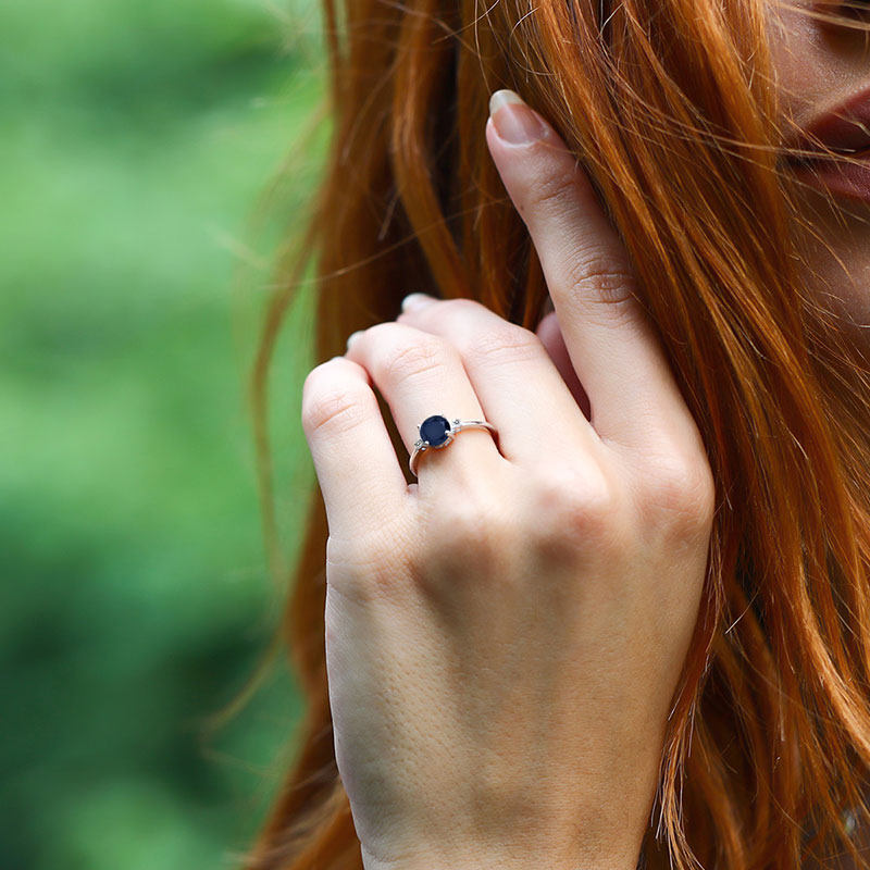 gsk蓝宝石10k金镶1.03克拉女戒 gemstoneking海外手饰