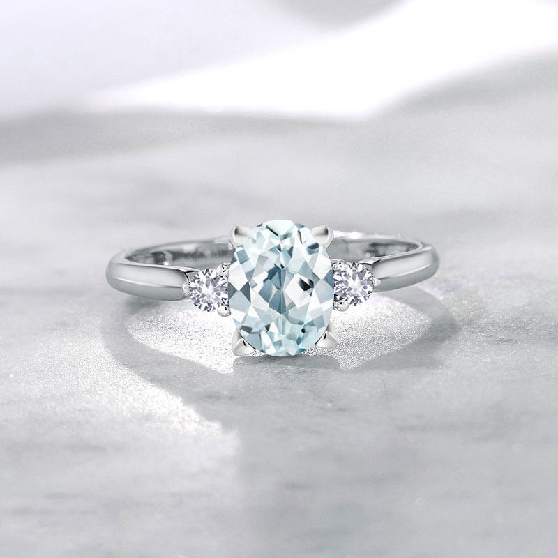 gsk天然海蓝宝女10k金彩色指环 gemstoneking海外手饰