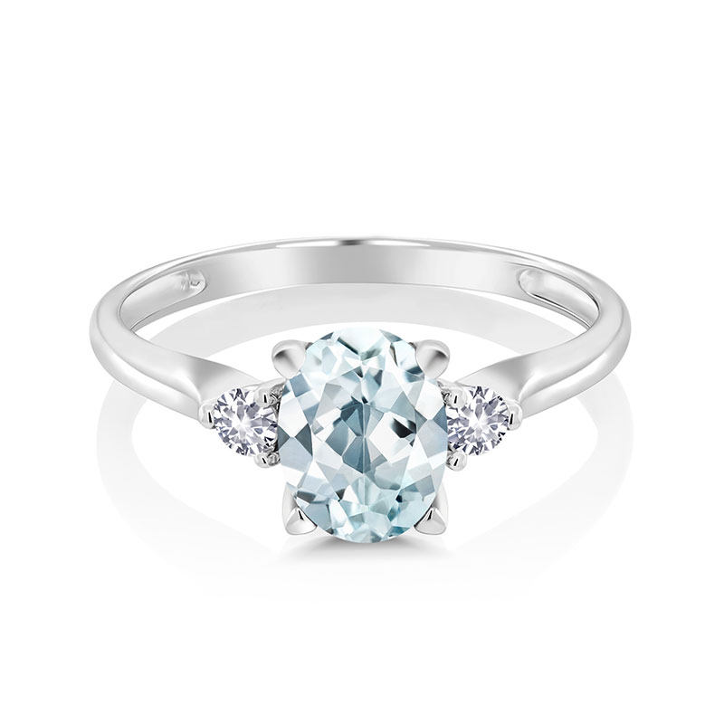 gsk天然海蓝宝女10k金彩色指环 gemstoneking海外手饰