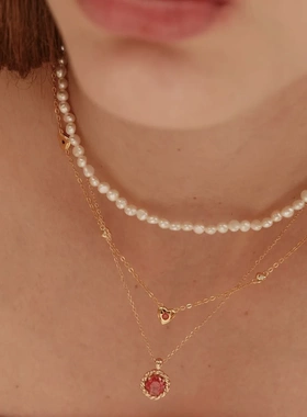 塞纳河之心~S925银镀18K金爱心项链礼物女设计感气质锁骨链