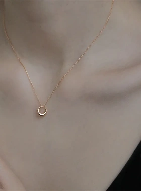925纯银2020新款几何圆圈项链女ins简约锁骨链气质小众设计冷淡风