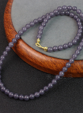 新款翡翠巴山石项链全珠108颗项链女小众手工串珠清爽锁骨链中式