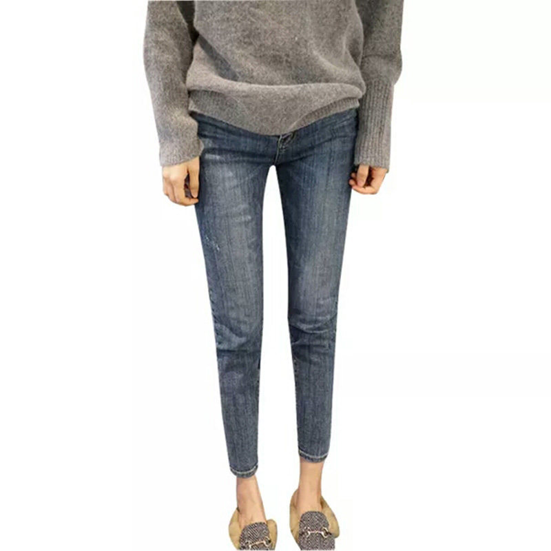 春装2020小脚铅笔九分 冰雪丹尼牛仔裤