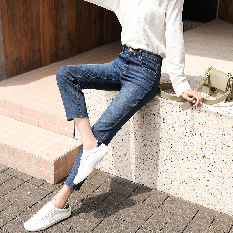 2020秋季小个子八分145直筒牛仔裤 冰雪丹尼牛仔裤