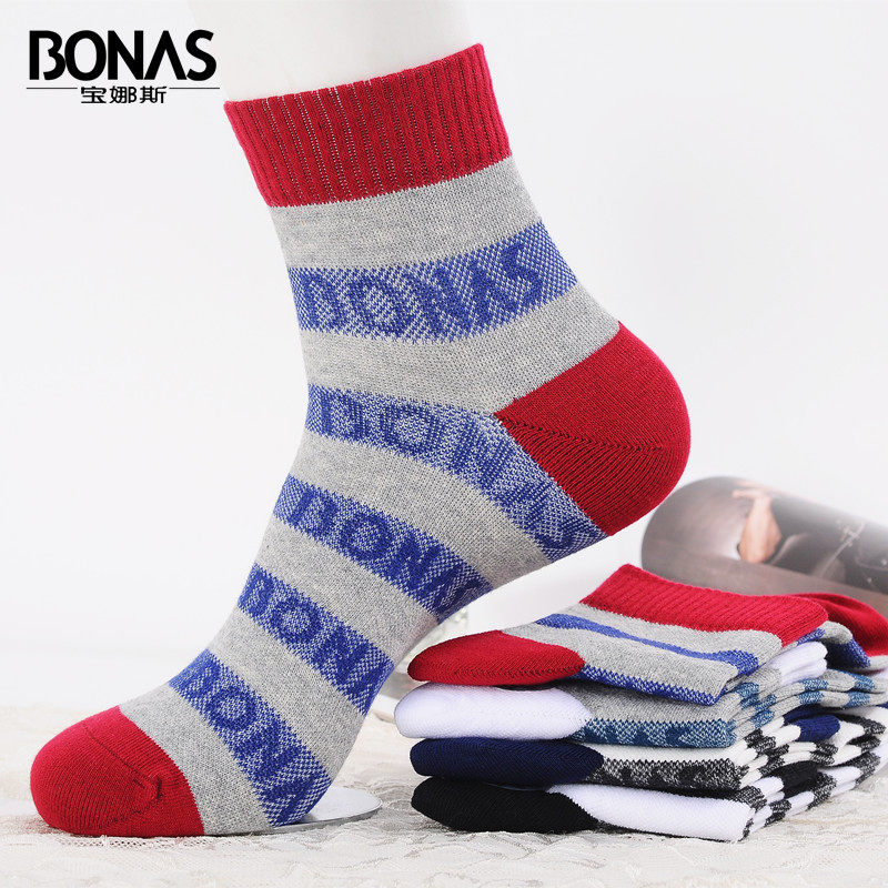 6双宝娜斯男秋冬运动透气长棉袜子 宝娜斯天牛短袜/打底袜/丝袜/美腿袜