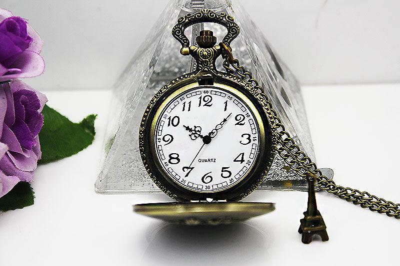 生肖兔翻盖复古大字男女士石英怀表 木川怀表