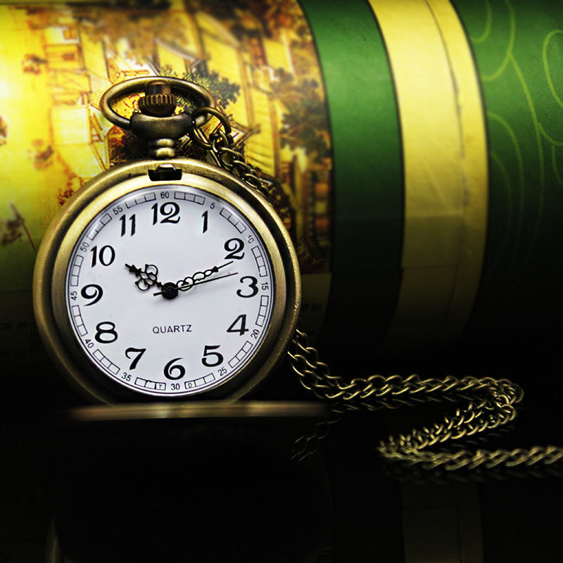 经典复古翻盖男女老人怀表挂链表 木川怀表