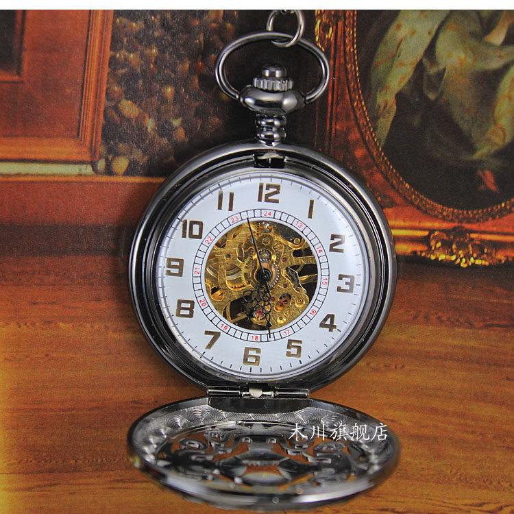 怀表男学生考试用复古翻盖机械儿童 木川怀表